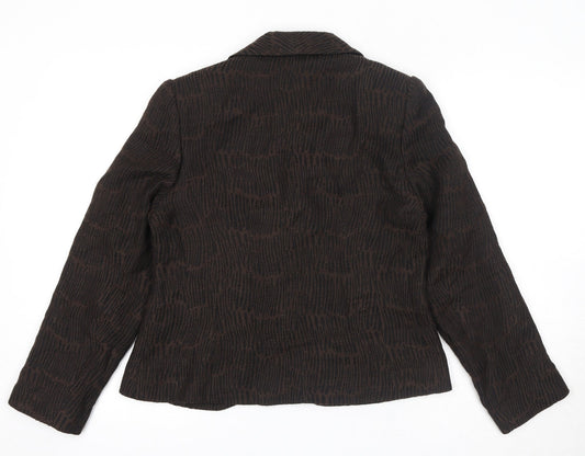 Minuet Womens Brown Geometric Jacket Size 12 Buckle