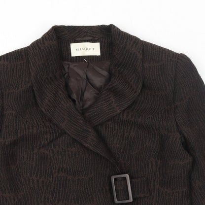 Minuet Womens Brown Geometric Jacket Size 12 Buckle