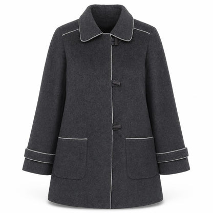 Style Collection Womens Grey Overcoat Coat Size 14 Button