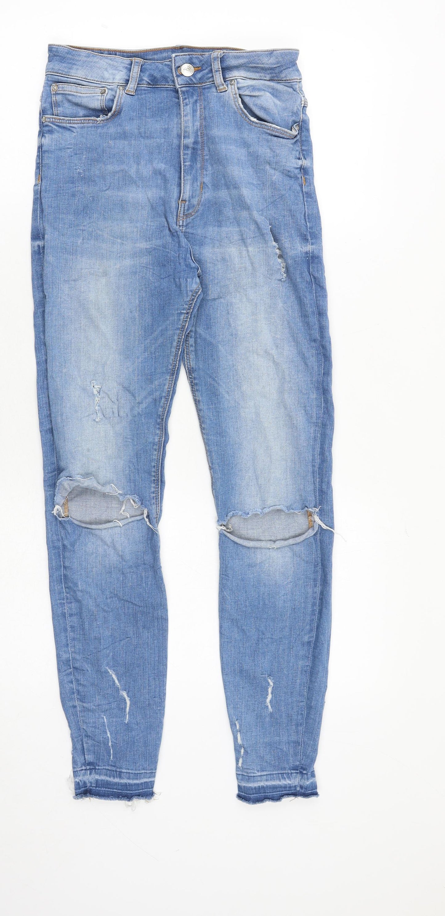 Zara Womens Blue Cotton Skinny Jeans Size 26 in Regular Zip