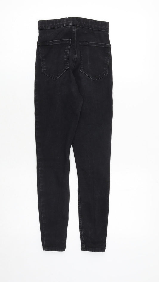 Topshop Womens Black Cotton Skinny Jeans Size 26 in Regular Zip