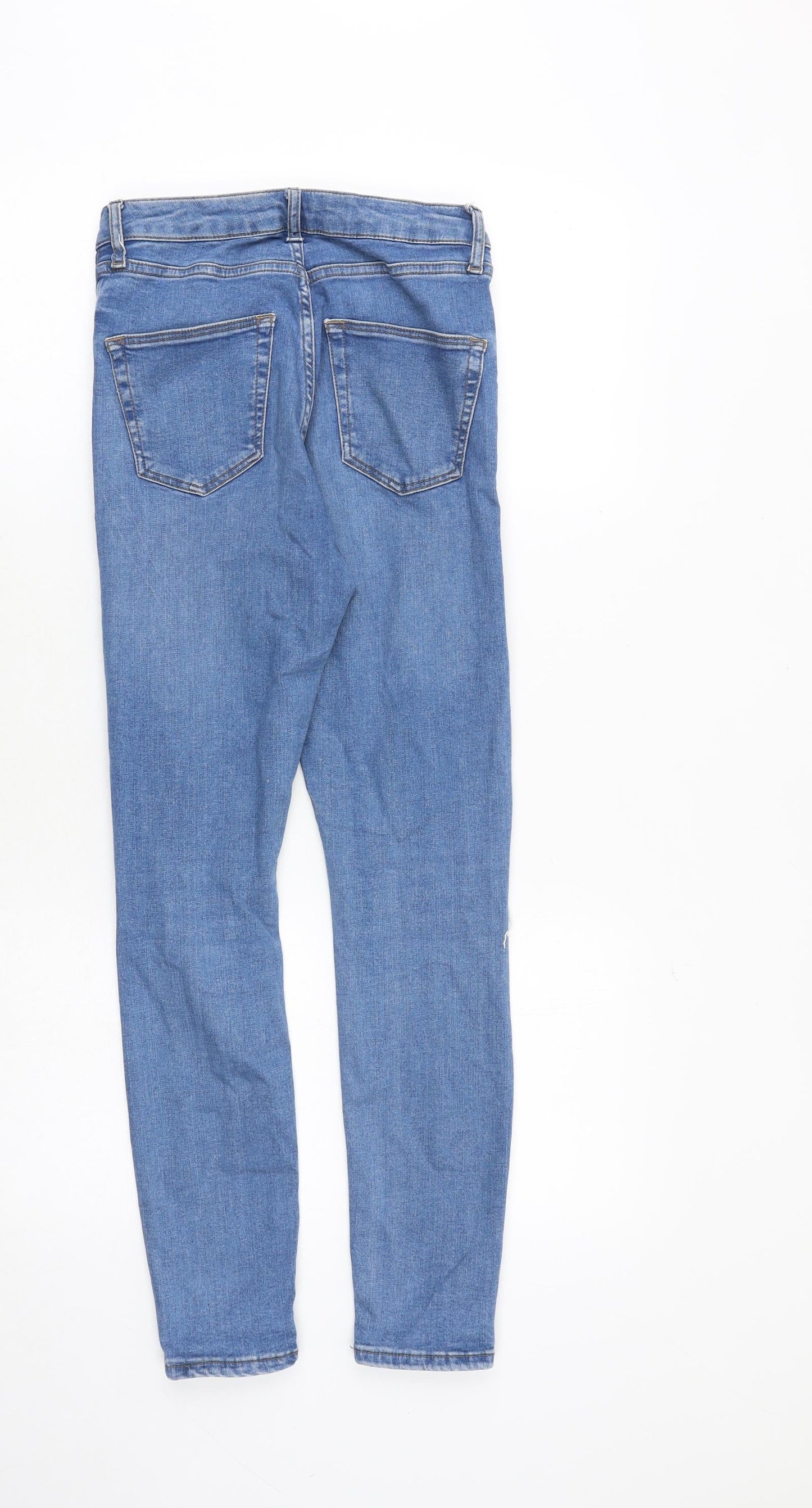 Topshop Womens Blue Cotton Skinny Jeans Size 26 in Regular Zip