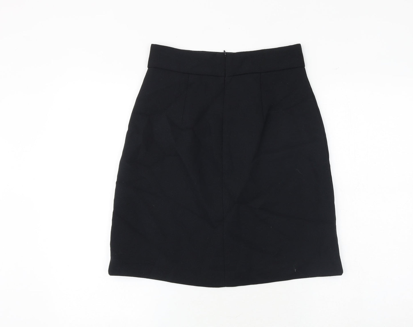 Marks and Spencer Womens Black Polyester A-Line Skirt Size 8 Zip
