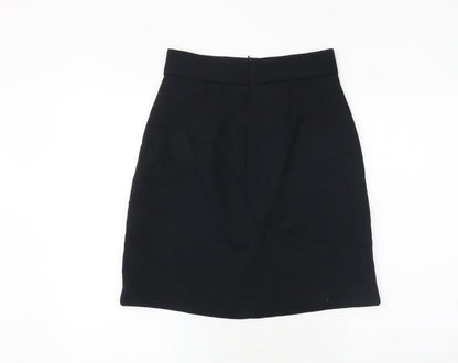 Marks and Spencer Womens Black Polyester A-Line Skirt Size 8 Zip
