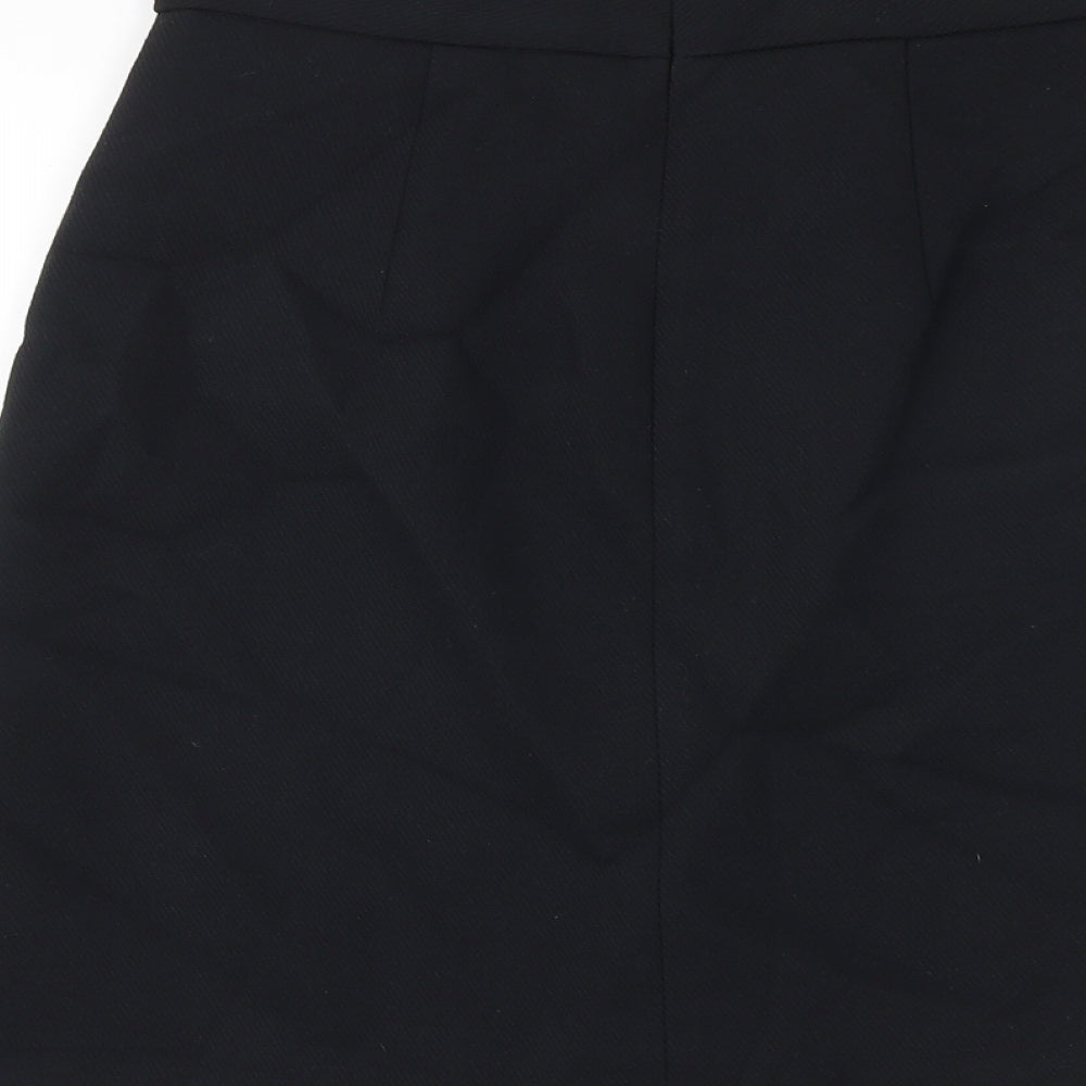 Marks and Spencer Womens Black Polyester A-Line Skirt Size 8 Zip