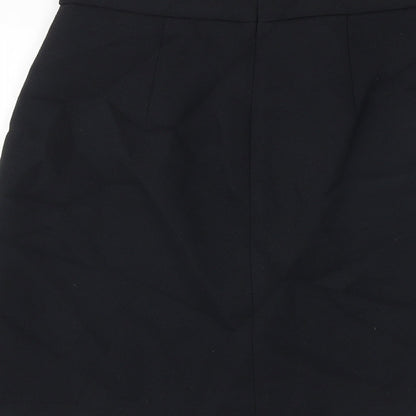 Marks and Spencer Womens Black Polyester A-Line Skirt Size 8 Zip