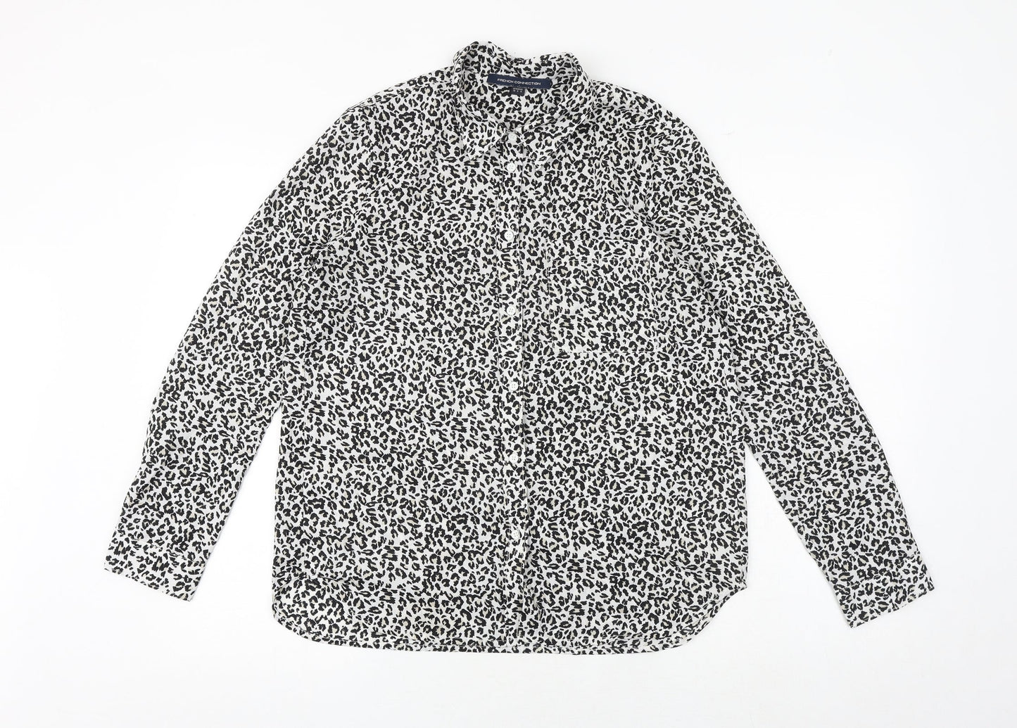 French Connection Womens Multicoloured Animal Print Polyester Basic Button-Up Size 10 Collared - Leopard Print