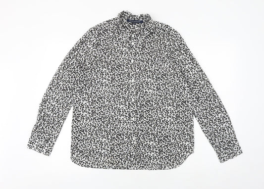 French Connection Womens Multicoloured Animal Print Polyester Basic Button-Up Size 10 Collared - Leopard Print
