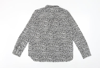 French Connection Womens Multicoloured Animal Print Polyester Basic Button-Up Size 10 Collared - Leopard Print