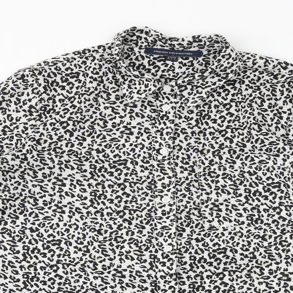 French Connection Womens Multicoloured Animal Print Polyester Basic Button-Up Size 10 Collared - Leopard Print