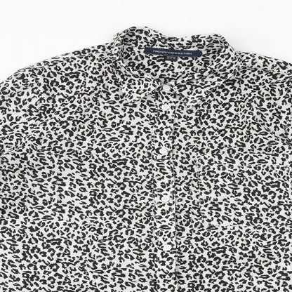 French Connection Womens Multicoloured Animal Print Polyester Basic Button-Up Size 10 Collared - Leopard Print
