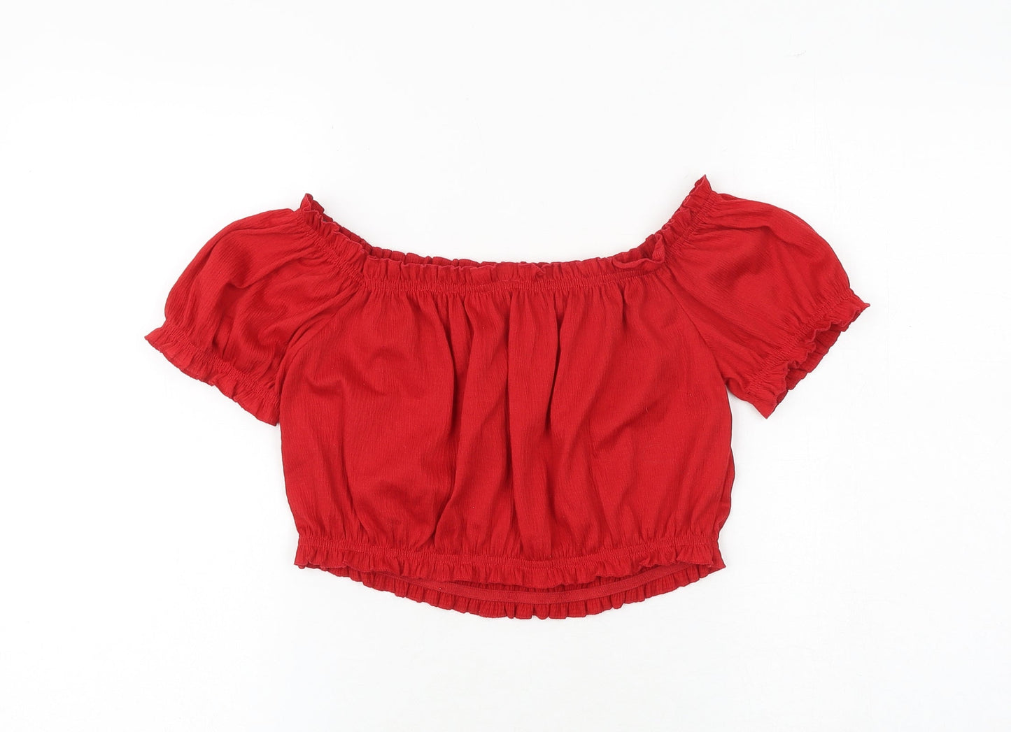Womens UK Size S H&M Red Cropped Blouse
