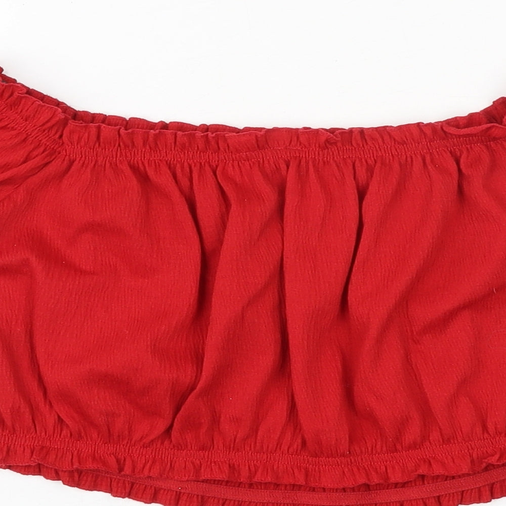 Womens UK Size S H&M Red Cropped Blouse