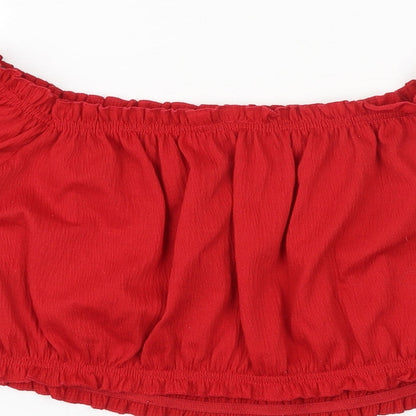 Womens UK Size S H&M Red Cropped Blouse
