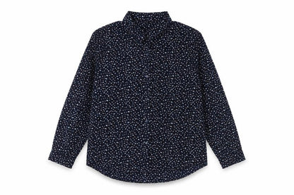 Contemplay Womens Blue Geometric Polyester Basic Button-Up Size L Collared