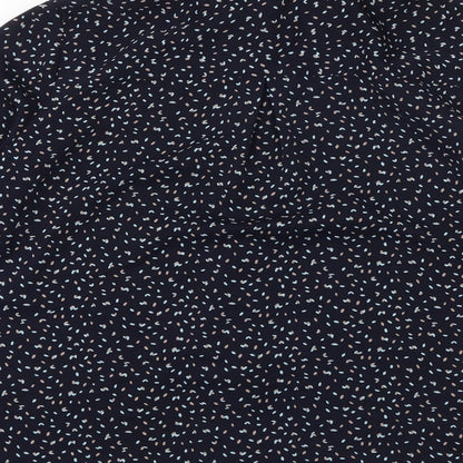 Contemplay Womens Blue Geometric Polyester Basic Button-Up Size L Collared