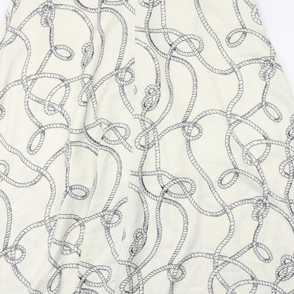 Marks and Spencer Womens Ivory Geometric Polyester Peasant Skirt Size 8 Button