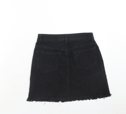 Boohoo Womens Black Cotton A-Line Skirt Size 6 Zip