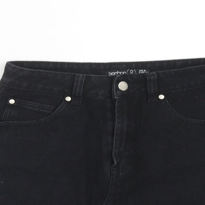 Boohoo Womens Black Cotton A-Line Skirt Size 6 Zip