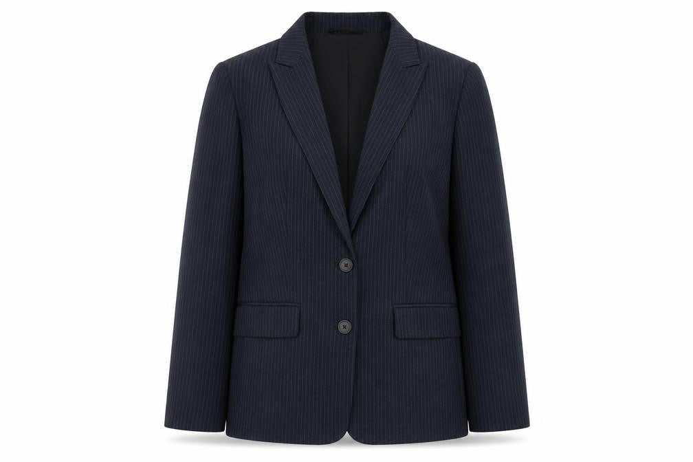 Marks and Spencer Womens Blue Pinstripe Polyester Jacket Suit Jacket Size 8