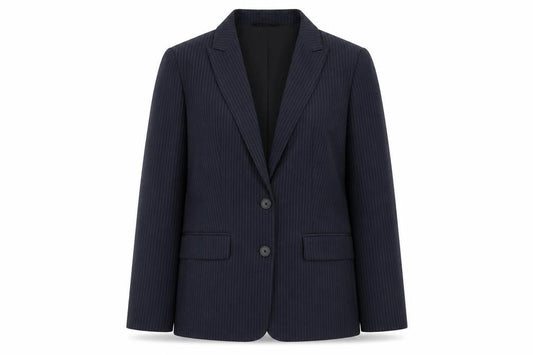 Marks and Spencer Womens Blue Pinstripe Polyester Jacket Suit Jacket Size 8