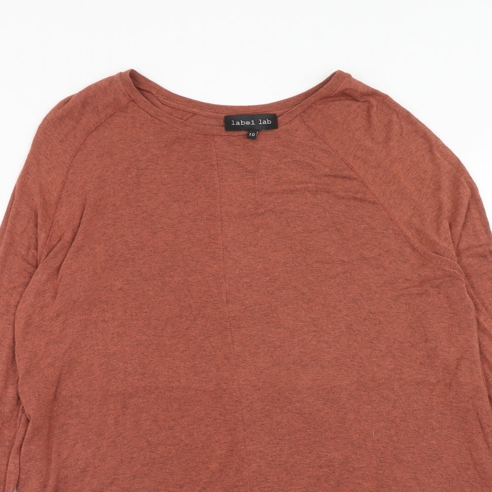 Womens UK Size 10 Label Lab Orange Basic T-Shirt