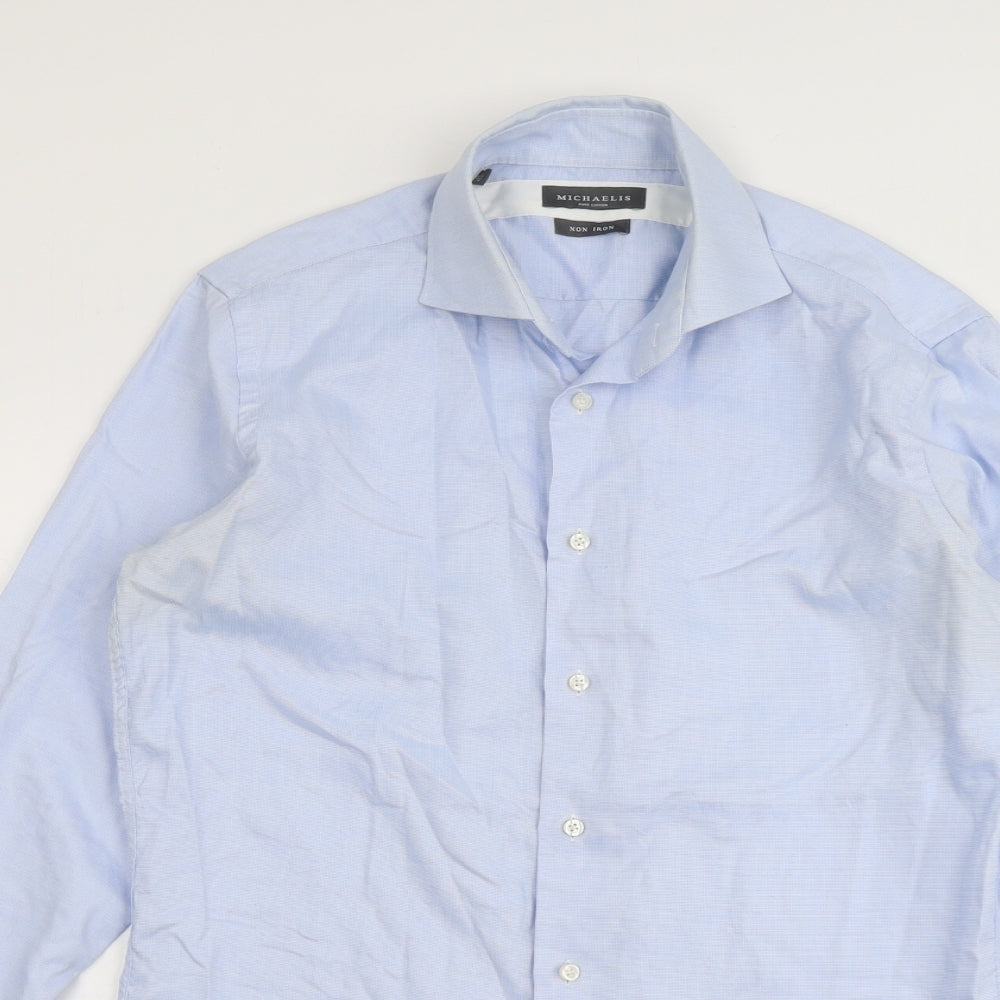Mens UK Size 15.5 Michaelis Blue  Button-Up Long Sleeve Casual Shirt