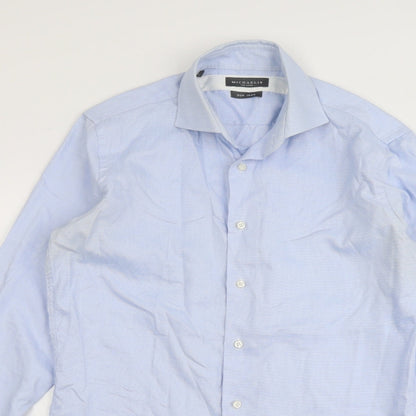 Mens UK Size 15.5 Michaelis Blue  Button-Up Long Sleeve Casual Shirt