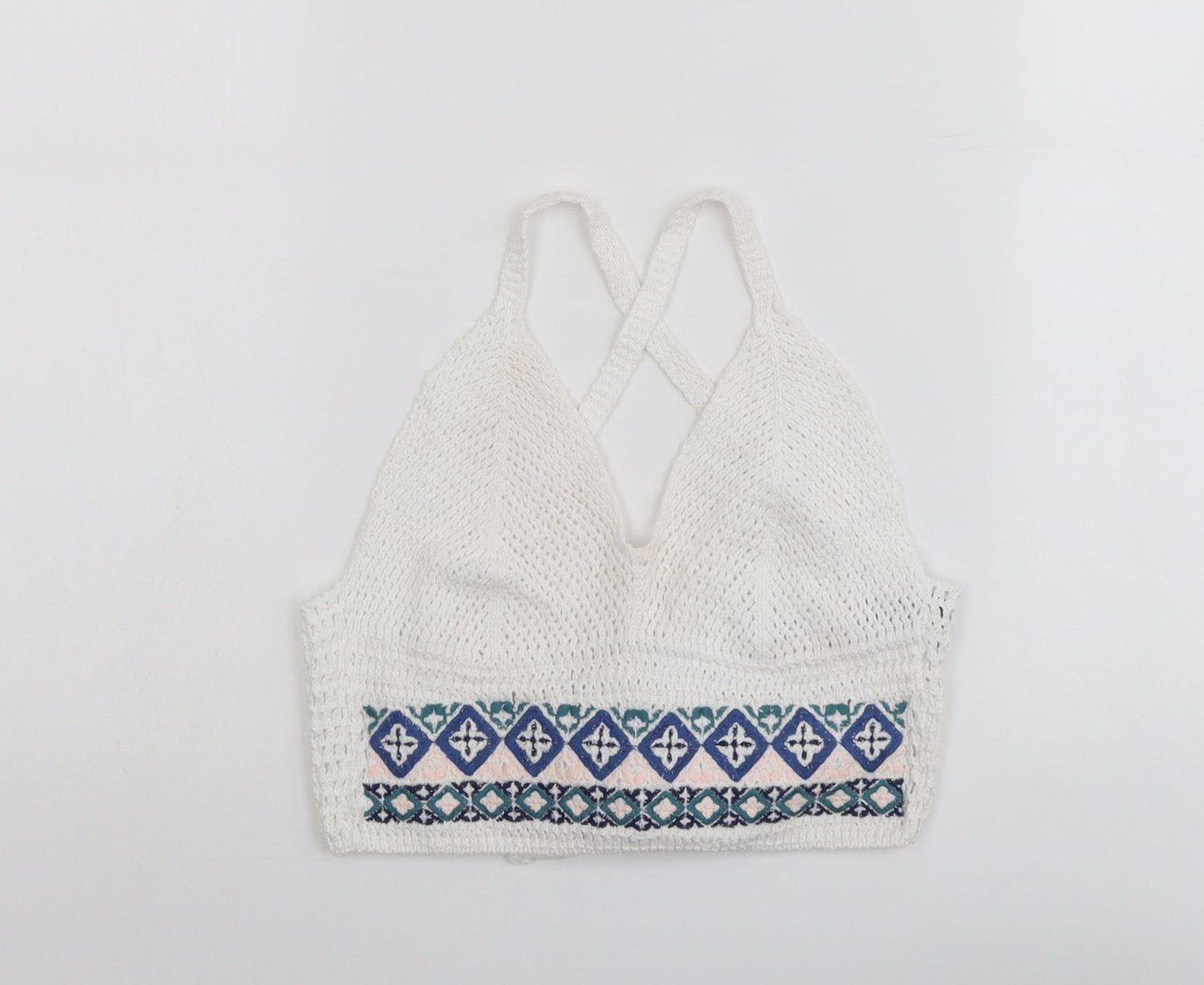 Womens UK Size 6 Topshop White Cropped Tank