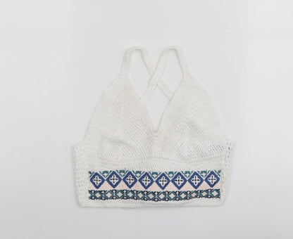 Womens UK Size 6 Topshop White Cropped Tank