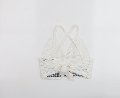 Womens UK Size 6 Topshop White Cropped Tank