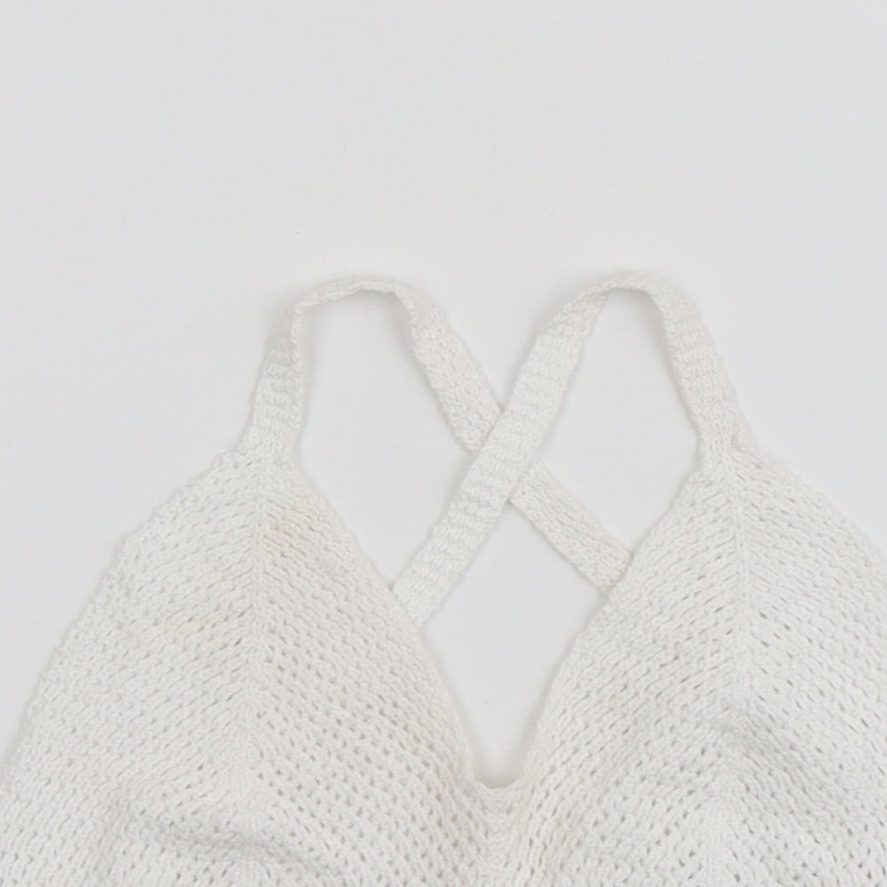 Womens UK Size 6 Topshop White Cropped Tank