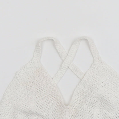 Womens UK Size 6 Topshop White Cropped Tank