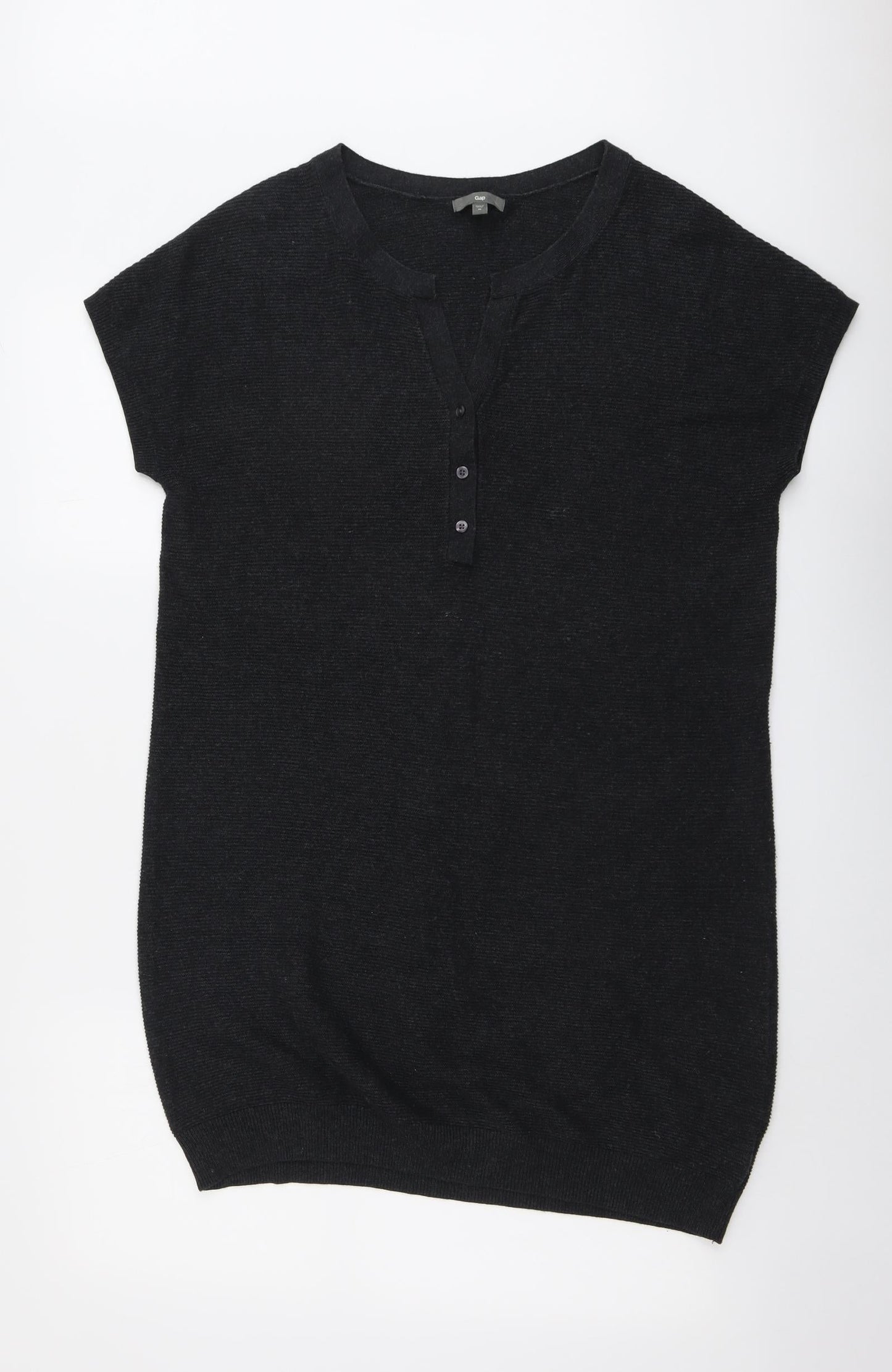 Gap Womens Grey Cotton Jumper Dress Size M V-Neck Pullover