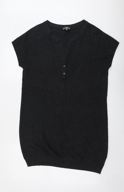 Gap Womens Grey Cotton Jumper Dress Size M V-Neck Pullover