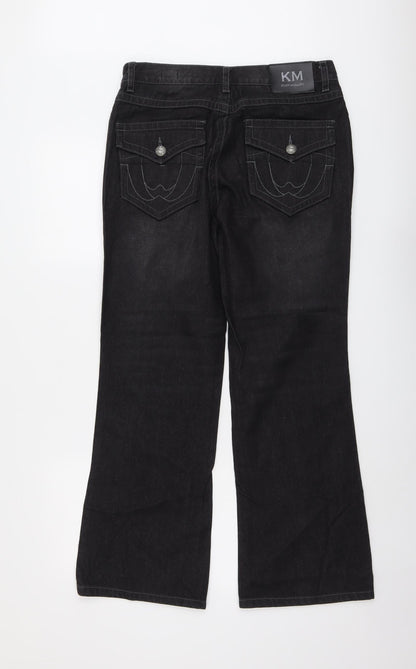 Kurt Muller Womens Black Cotton Bootcut Jeans Size 32 in L29 in Regular Button