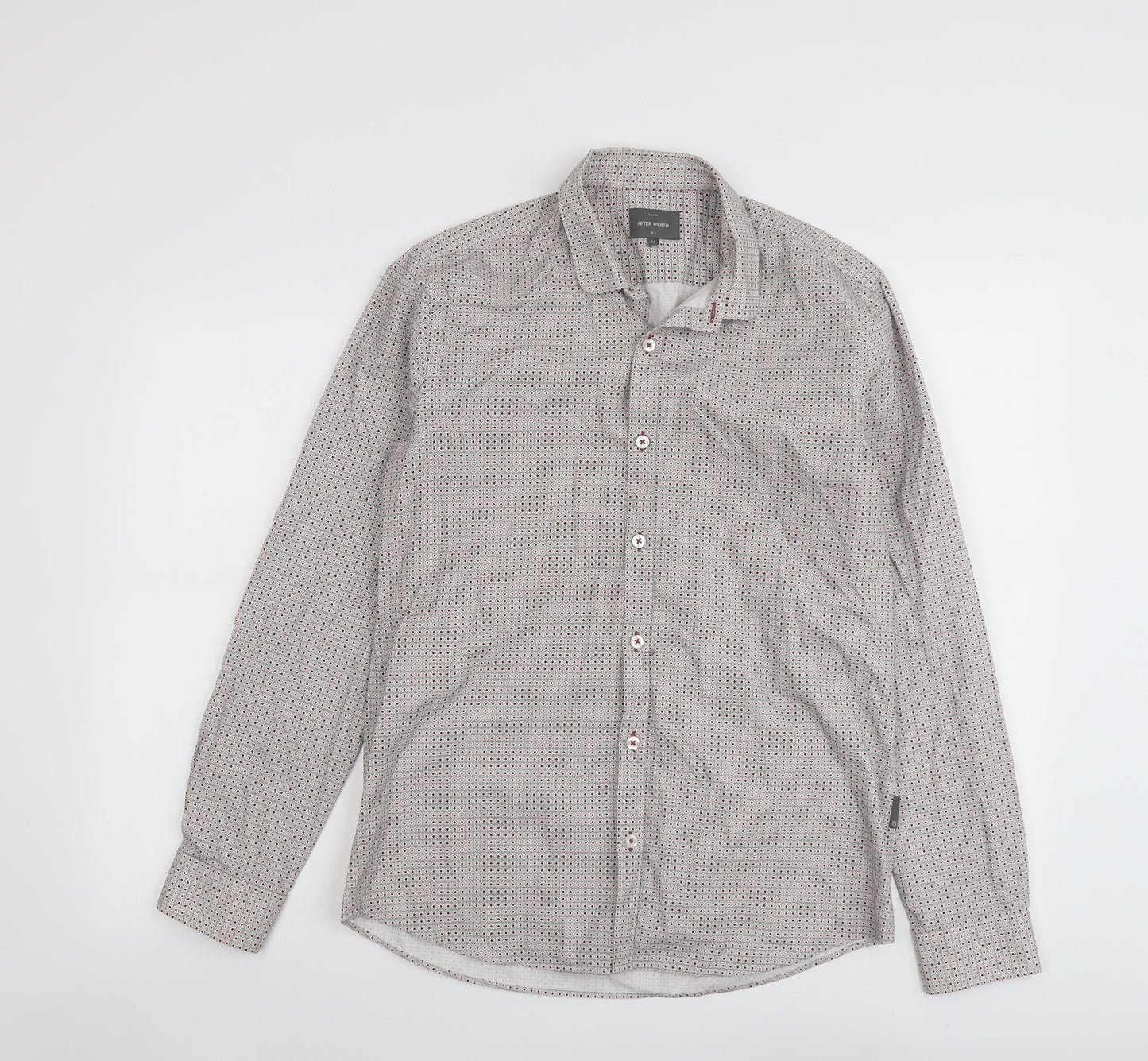 Mens UK Size M Peter Werth Red  Button-Up Long Sleeve Casual Shirt