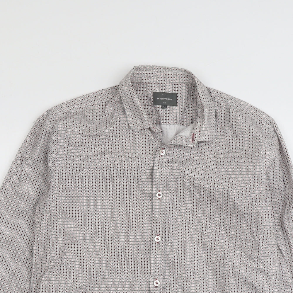 Mens UK Size M Peter Werth Red  Button-Up Long Sleeve Casual Shirt