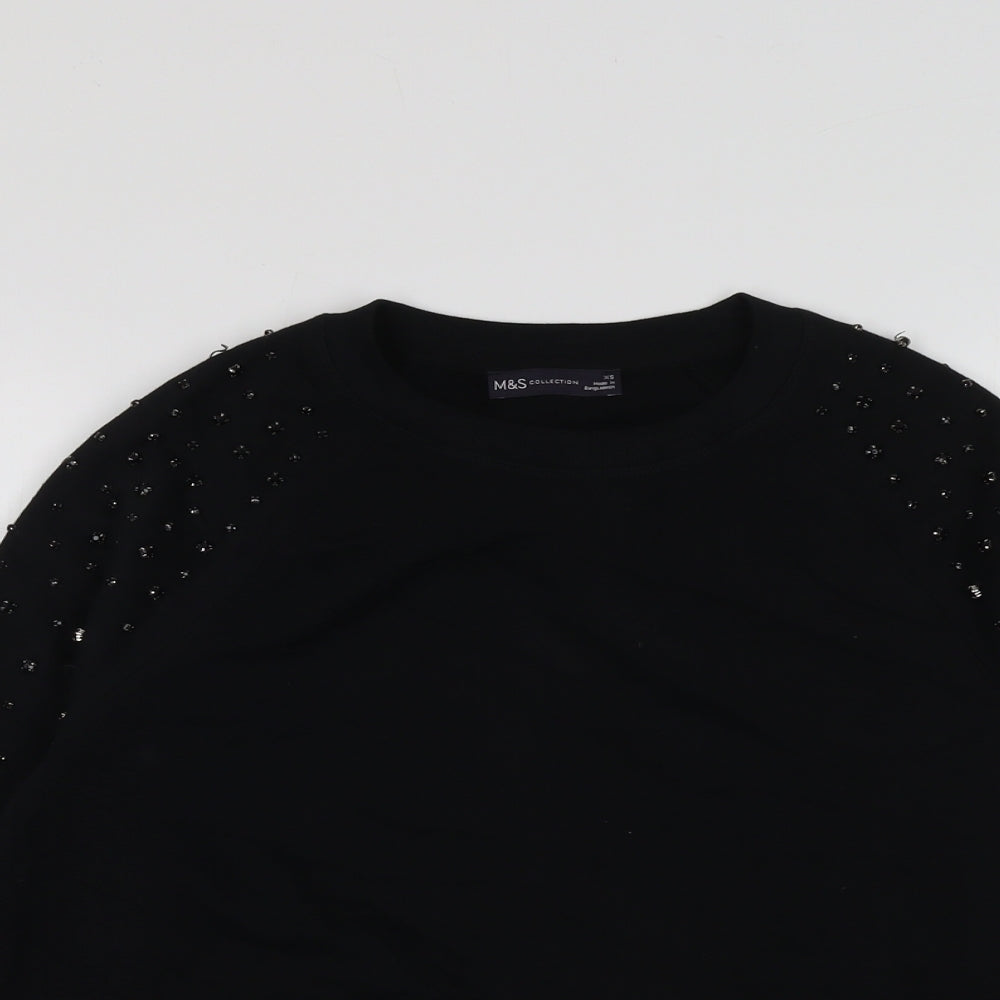 Womens UK Size XS Marks and Spencer Black Pullover Sweatshirt