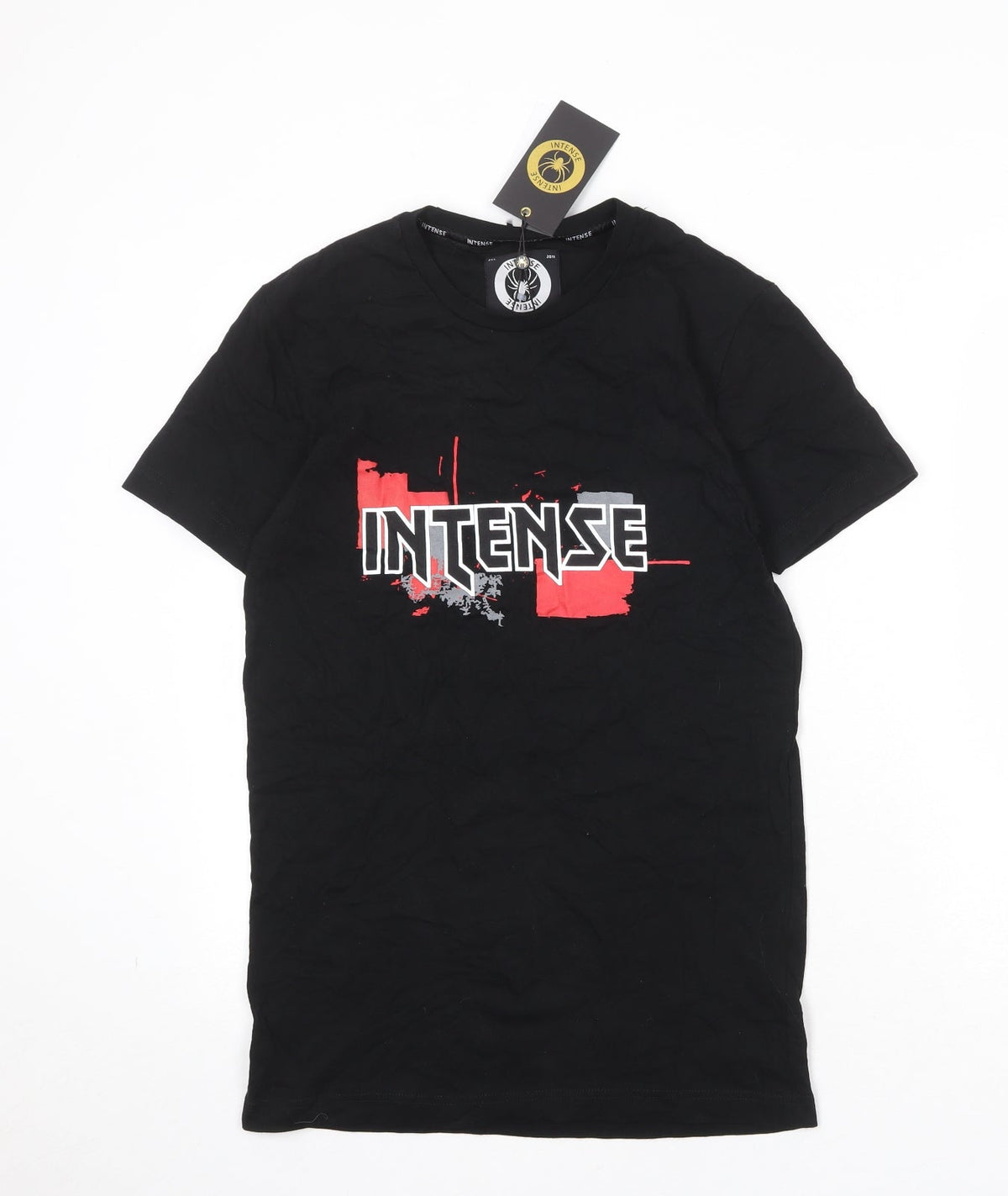 Intense Womens Black 100% Cotton Basic T-Shirt Size S Round Neck
