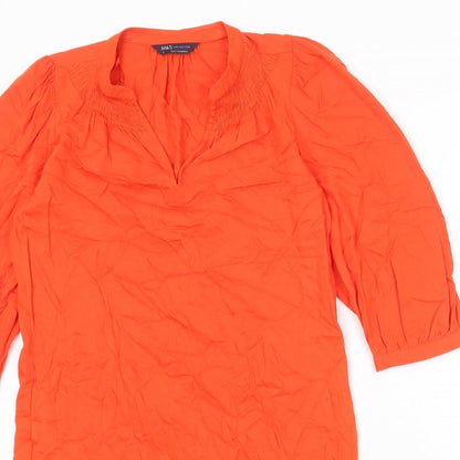 Marks and Spencer Womens Orange Viscose A-Line Size 6 V-Neck Pullover