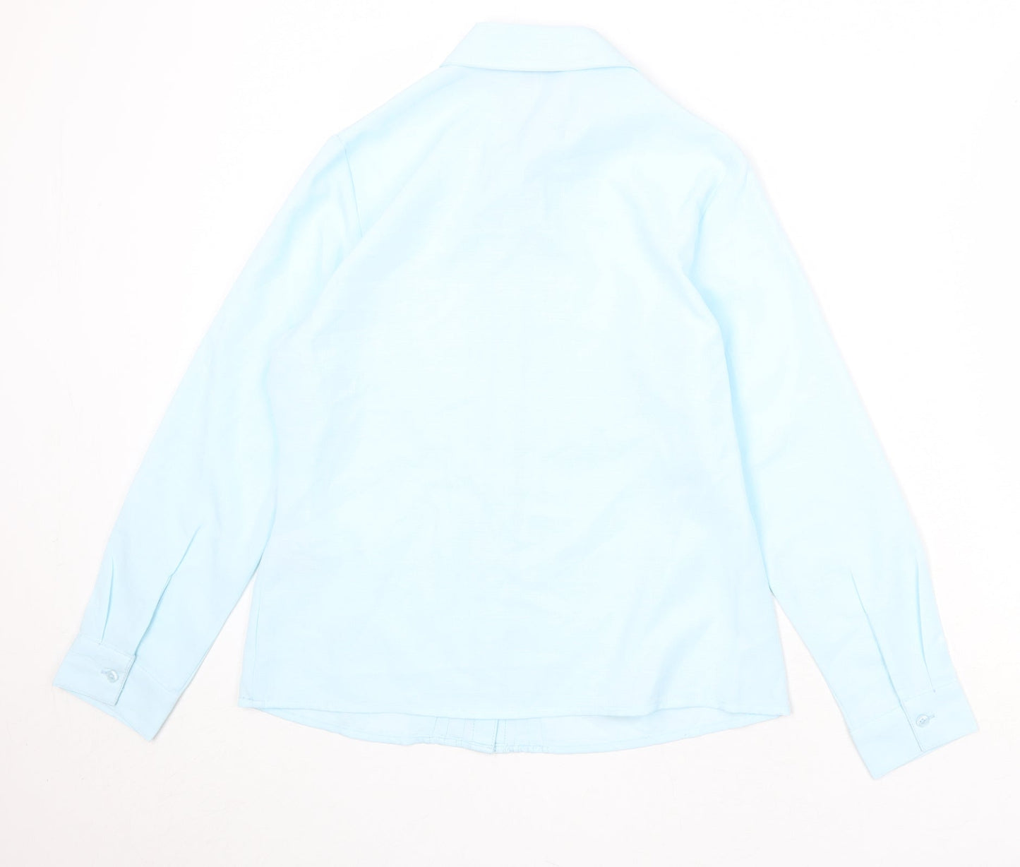 EWM Womens Blue Polyester Basic Button-Up Size 10 Collared