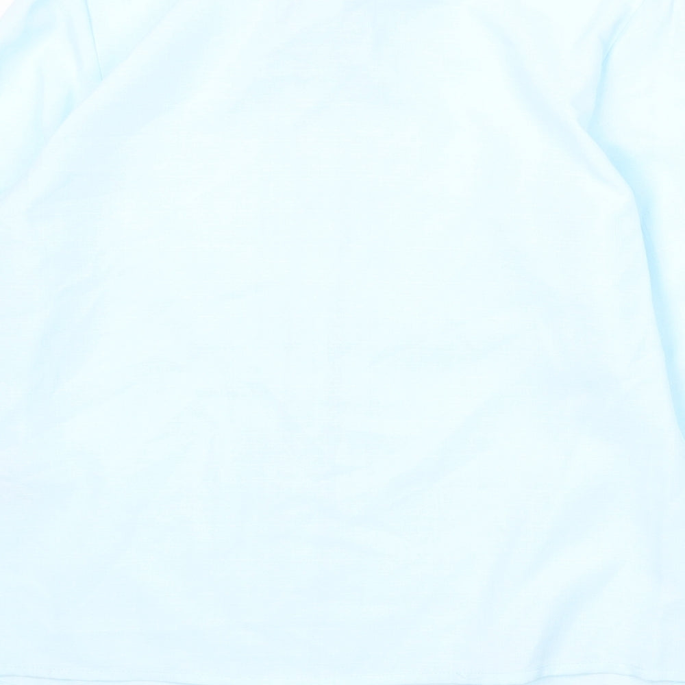 EWM Womens Blue Polyester Basic Button-Up Size 10 Collared