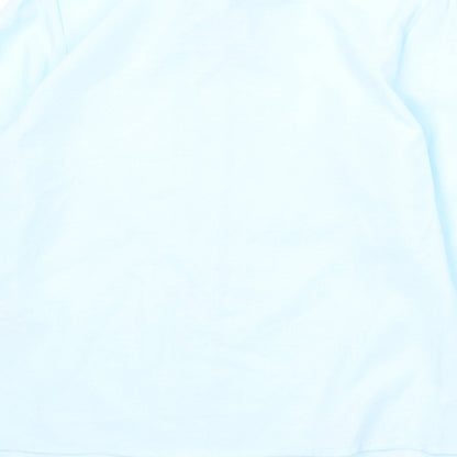 EWM Womens Blue Polyester Basic Button-Up Size 10 Collared