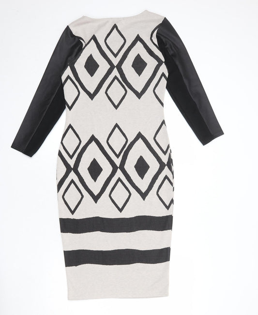 River Island Womens Beige Argyle/Diamond Polyester A-Line Size 10 Round Neck Pullover