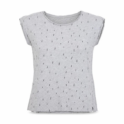 Anthem Womens Grey Geometric Cotton Basic T-Shirt Size M Round Neck