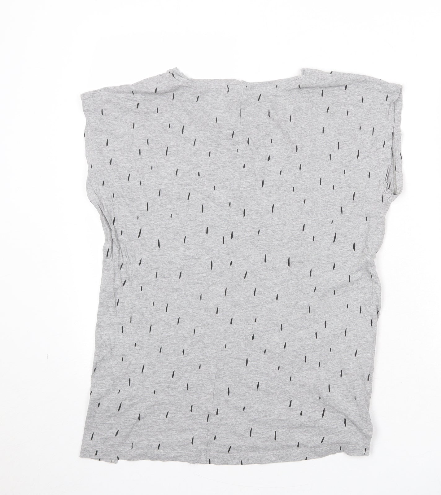 Anthem Womens Grey Geometric Cotton Basic T-Shirt Size M Round Neck