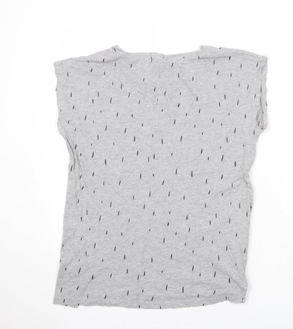 Anthem Womens Grey Geometric Cotton Basic T-Shirt Size M Round Neck