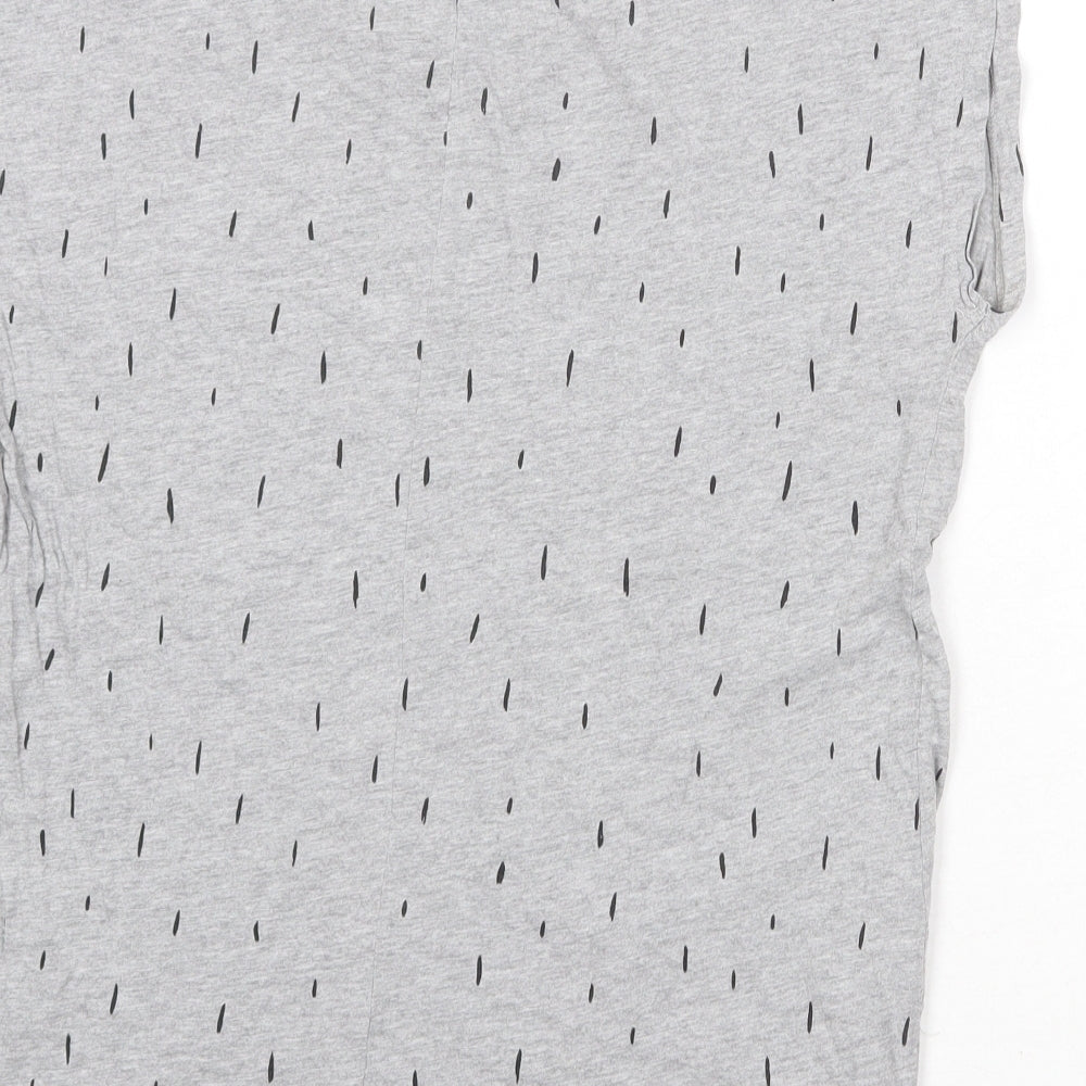 Anthem Womens Grey Geometric Cotton Basic T-Shirt Size M Round Neck