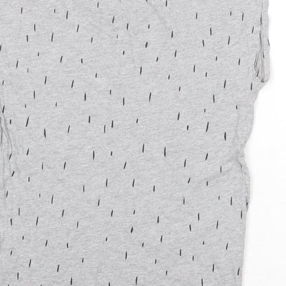 Anthem Womens Grey Geometric Cotton Basic T-Shirt Size M Round Neck